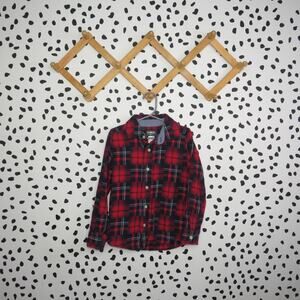 Oshkosh Red Plaid Button Up Boys Long Sleeve Shirt